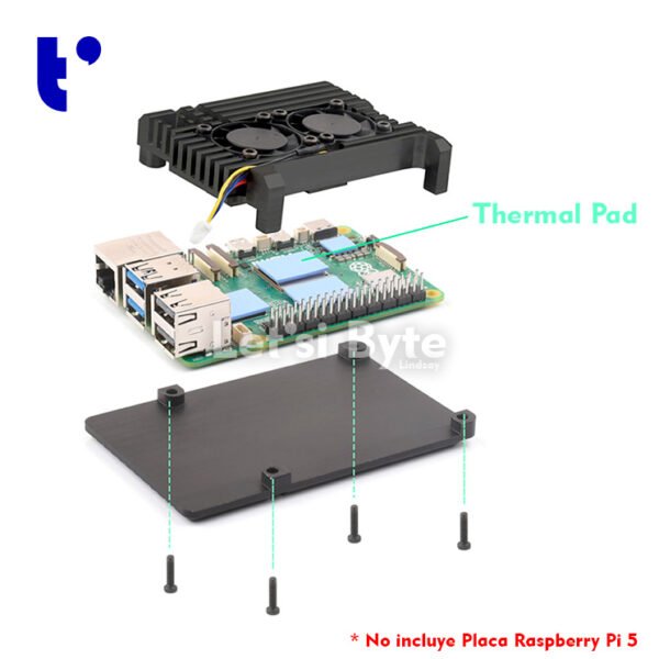 Case de aluminio para Raspberry Pi 5 (Dual Fan)