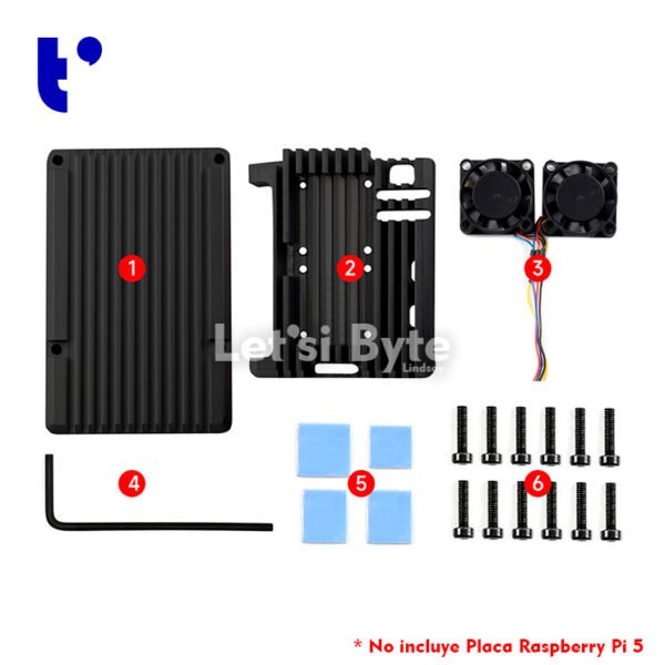 Case de aluminio para Raspberry Pi 5 (Dual Fan)